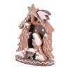 Betlém perníkový - polyresin, LED osvětl., hnědý s bílým zdobením (Barva Hnědá)