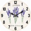 Hodiny nástěnné - pr. 34 cm, MDF, bílé s levandulemi (Barva Fialová)