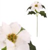 Vánoční růže - umělá řezaná s listy, bílý květ (Barva Bílá)
