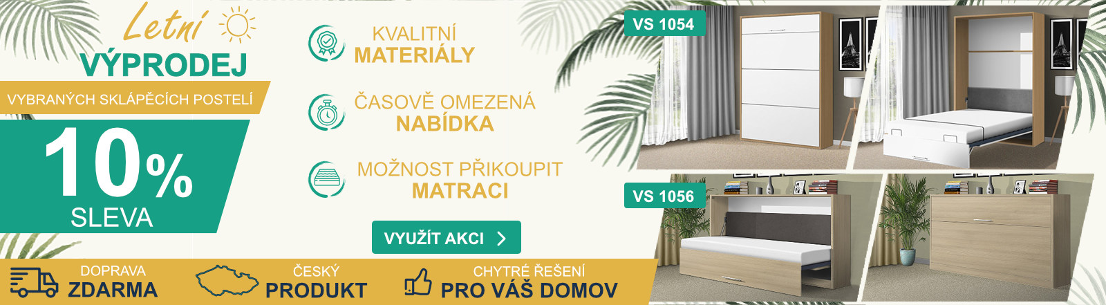 Letní výprodej sklápěcích postelí
