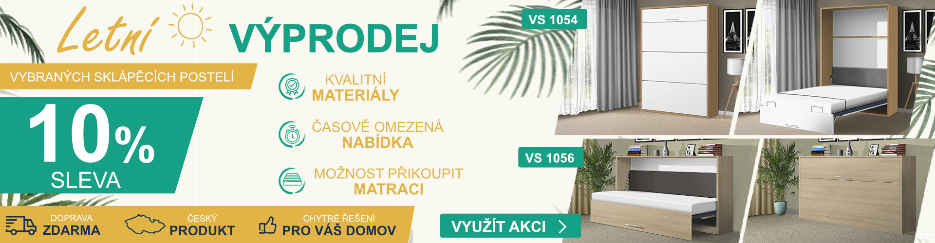 Letní výprodej sklápěcích postelí