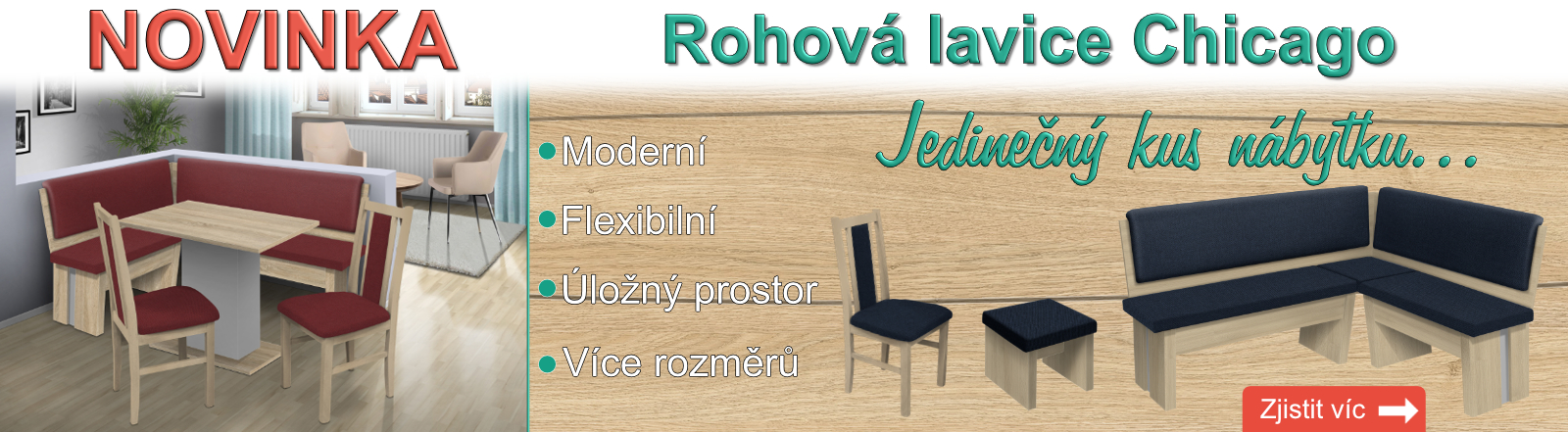 Rohová jídelní lavice Chicago