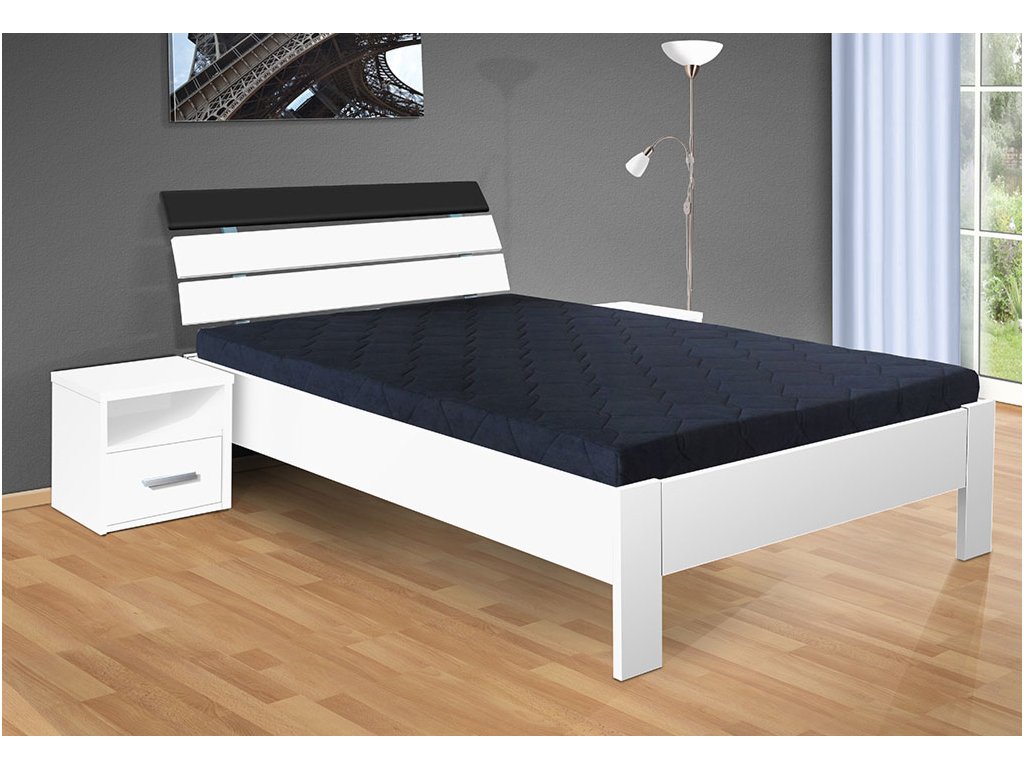 Moderní dřevěná postel Darina s úložným prostorem 160x200 cm bílá