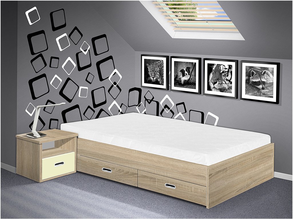 Dřevěná postel s úložným prostorem Renata 120x200
