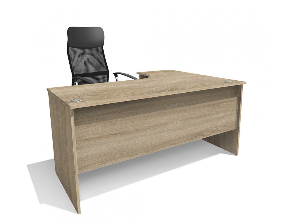 Elegantní rohový kancelářský stůl Alfa 86 levý 160 x 120 cm dub sonoma světlý