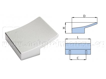 Úchytka plastová, hliníkový lesk