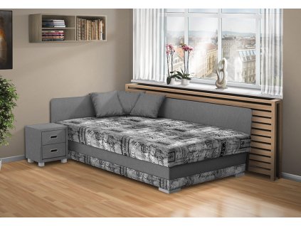 Čalouněná postel s úložným prostorem 120x200 cm v šedé barvě