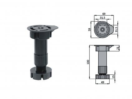 Násuvná nožka, stavěcí 100mm