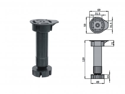 Násuvná nožka, stavěcí 120mm