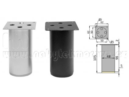 Kovová noha Ø 48mm sv.šedá