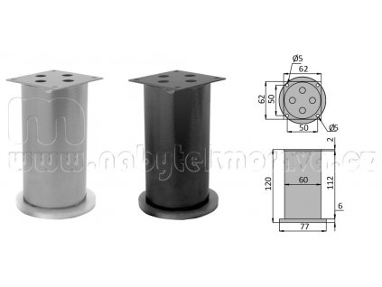 Kovová noha Ø 60mm černá