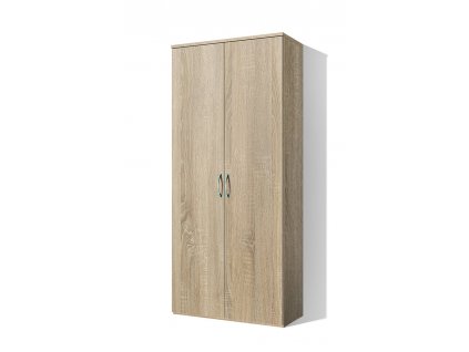 Moderní levná vysoká policová skříň s plnými dveřmi Alfa 11 š. 40 cm dub sonoma světlý