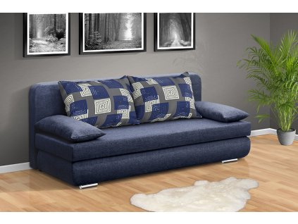 Rozkladací pohovka s úložným prostorem pro každodenní spaní Andy 160 cm modrá