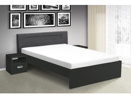 Kvalitní dřevěná postel s úložným prostorem a LED osvětlením Meadow 160x200 cm antracit