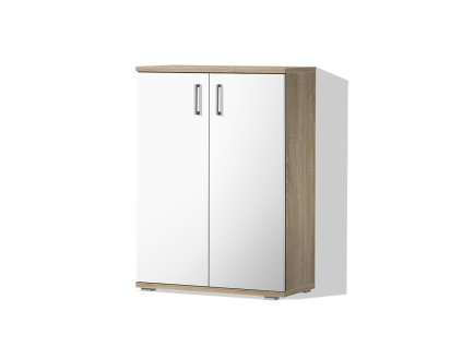 Předsíň botník s policemi a dvířky PR06 š. 80 cm dub sonoma světlý bílá