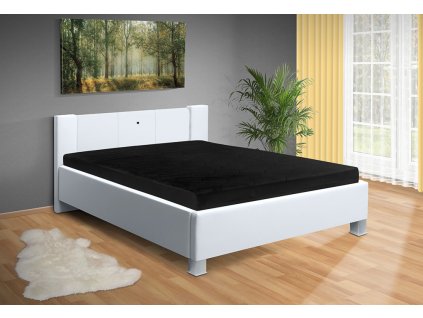 Moderní čalouněná postel s úložným prostorem a LED osvětlením Luna 120x200 cm bílá