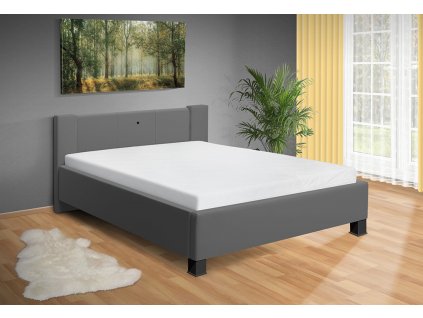 Moderní čalouněná postel s úložným prostorem a LED osvětlením Luna 180x200 cm šedá