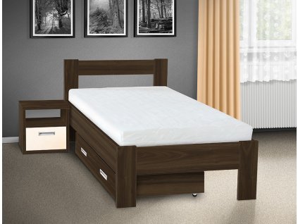 Moderní kvalitní dřevěná postel s úložným prostorem Sandra 120x200 cm ořech