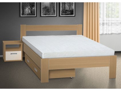 Moderní kvalitní dřevěná postel s úložným prostorem Sandra 160x200 cm ořech lyon