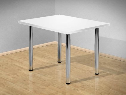 Jídelní stůl 140x80 cm s kovovými nastavitelnými nožkami bílý