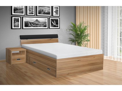 Moderní kvalitní dřevěná postel s úložným prostorem RAMI M 120x200 cm ořech lyon