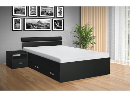 Moderní kvalitní dřevěná postel s úložným prostorem RAMI M 180x200 cm antracit