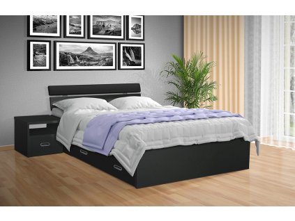 Moderní kvalitní dřevěná postel s úložným prostorem RAMI M 180x200 cm antracit
