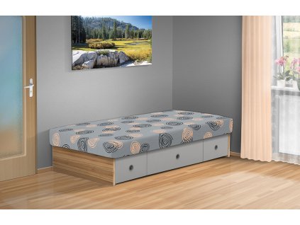 Kvalitní postel s úložným prostorem Iveta 80x200 cm ořech lyon losos