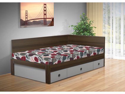 Kvalitní postel s úložným prostorem a s čely Iveta 110x200 cm ořech bordó