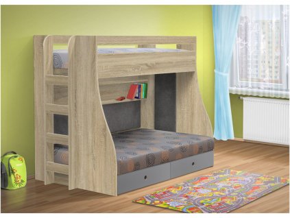 Patrová postel s úložným prostorem PATR 4 HIT 120x200 cm dub sonoma