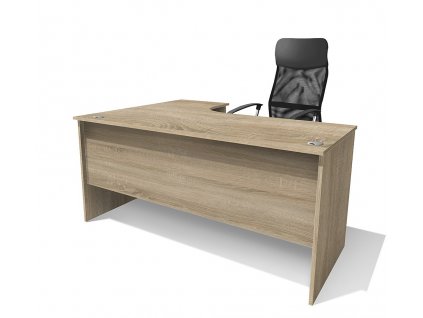 Elegantní rohový kancelářský stůl Alfa 87 pravý 160 x 120 cm dub sonoma světlý