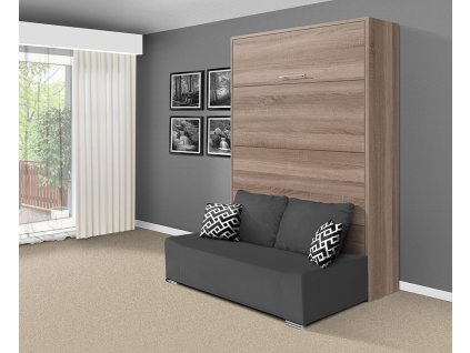 Sklápěcí výklopná postel s pohovkou 140x200 cm VS 21058 dub sonoma tmavý