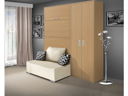 Sklápěcí výklopná postel s pohovkou 120x200 cm VS 21058 antracit bílá