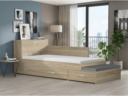 Válenda Karolína s výsuvným lůžkem dub sonoma světlý