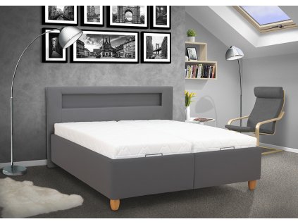 Moderní postel TWIST 180cm s úložným prostorem EKO kůže šedá