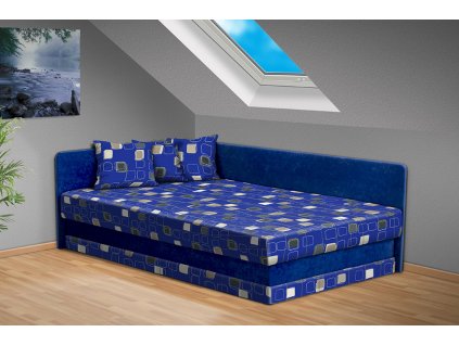 Levná postel s úložným prostorem a čely Robin 140x200 cm modrá