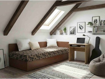 Čalouněná válenda Alena 80x190 cm s úložným prostorem, hnědá