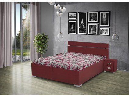 Manželská postel Lora s lehací plochou 180x200cm v bordó barvě čalounění