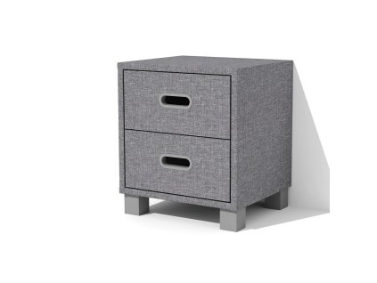 Čalouněný noční stolek v barvě savana šedá se dvěma zásuvkami