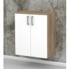 Závěsná koupelnová skříňka s policí K2 š.60 cm v dekoru dub sonoma tmavý s bílými dvířky