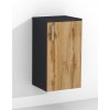 Závěsná koupelnová skříňka s policí a dvířky K5 š. 40 cm v dekoru antracit a dub wotan