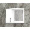 Závěsná koupelnová skříňka se zrcadlem, poličkou a LED osvětlením K 10 levá š. 70 cm v dekoru bílá