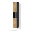 Vysoká koupelnová skříňka s policemi a dvířky K13 š. 30 cm v dekoru antracit s dvířky dub wotan
