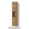 Vysoká koupelnová skříňka s policemi a dvířky K13 š. 30 cm v dekoru dub wotan