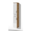 Vysoká koupelnová skříňka se zásuvkami a dvířky K14 š. 30 cm v dekoru dub wotan s bílými lesklými dvířky