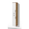 Vysoká koupelnová skříňka se zásuvkami a dvířky K14 š. 30 cm v dekoru dub wotan s bílými dvířky