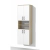 Vysoká koupelnová skříňka s policemi a dvířky K15 š. 60 cm v dekoru akát s bílými dvířky