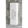 Vysoká koupelnová skříňka s policemi a dvířky K15 š. 60 cm v dekoru bílá s lesklými dvířky