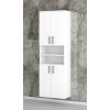 Vysoká koupelnová skříňka s policemi a dvířky K15 š. 60 cm v dekoru bílá