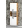 Vysoká koupelnová skříňka s policemi a dvířky K15 š. 60 cm v dekoru adub wotan s bílými dvířky